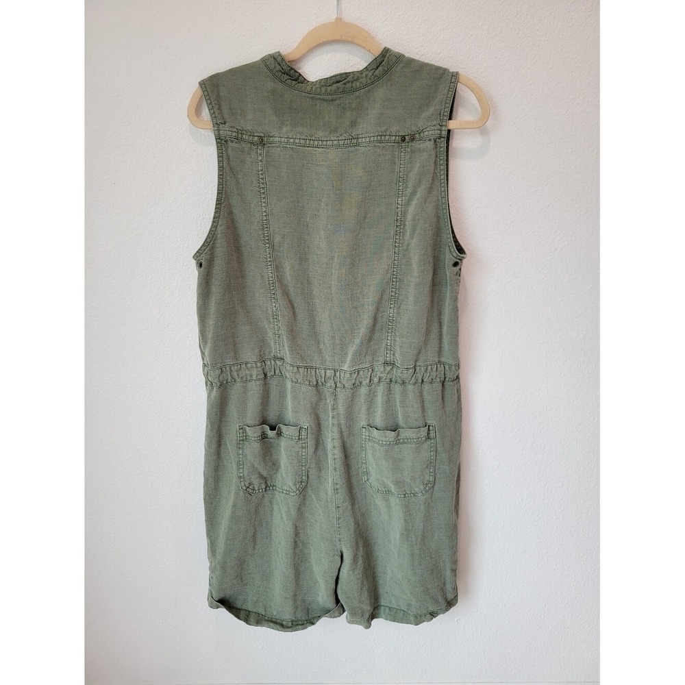 Marrakech Anthropologie Women L Green Linen Blend Utility Romper Drawstring - Picture 9 of 9